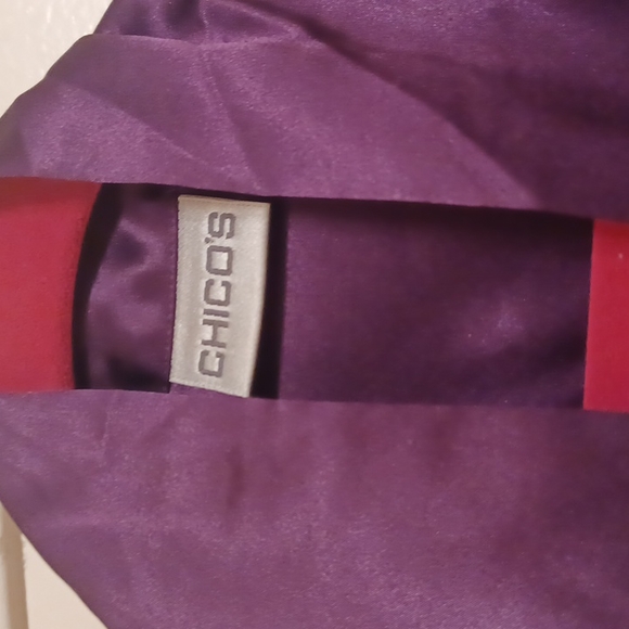 Chicos Deep Plum Button and Tie Front Blouse slits on size Large chico2=Large - Picture 2 of 8